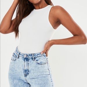 NWT H&M White Deep V Back Ribbed Bodysuit